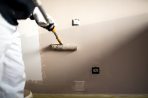 a homeowner painting an accent wall